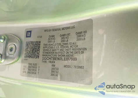 2020 Chevrolet Colorado 4Wd Long Box Wt из США, поврежденный, VIN 1GCHTBEN7L1107989